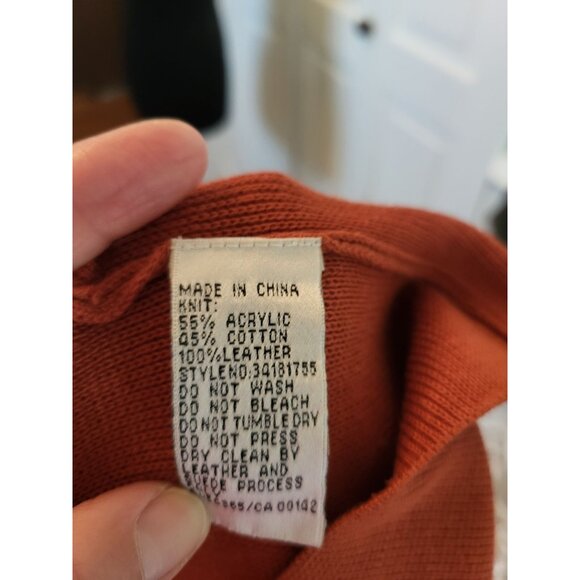 Pumpkin Orange Suede Cardigan L Fall Boho City Patchwork Festival Grunge Office - Picture 7 of 8